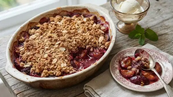 Yazın en hafif tatlılarından: Erikli crumble tarifi